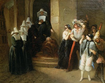 Le bal masqué, vers 1870 - Henri Victor Deveria